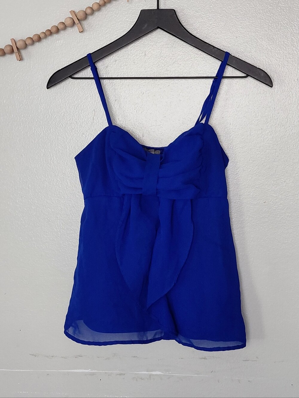 VTG Y2K Charlotte Russe Bow Babydoll Cami Tank Top Small Royal Blue Fairycore